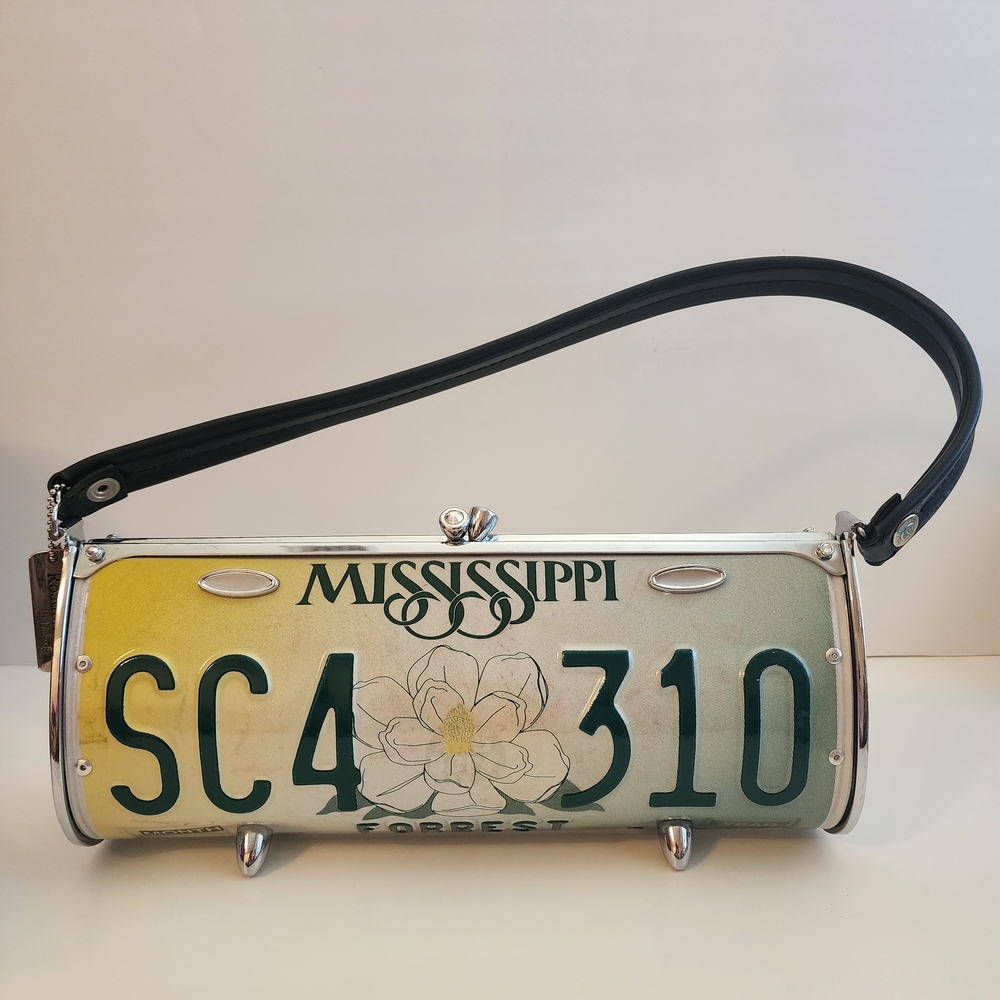Rare Vintage Little Earth Mississippi License Plate Purse Swarovski Crystals